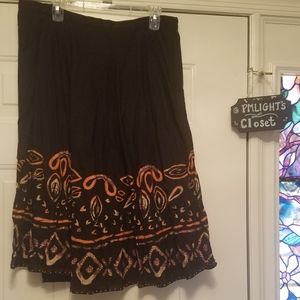 West End Skirt L Black Embellished Lined Orange Tan